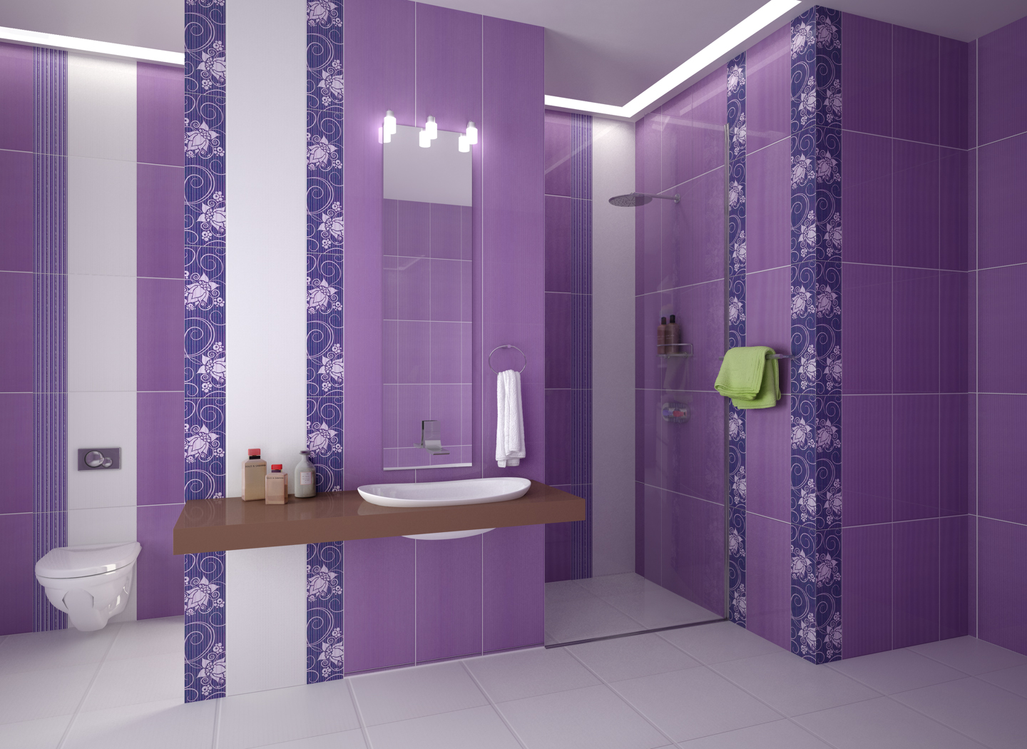 Juga bekerja pada perluasan batas tampilan ubin ruang diagonal di kamar mandi